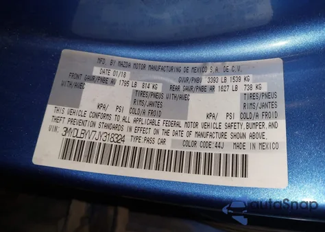 2018 Toyota Yaris Ia из США, поврежденный, VIN 3MYDLBYV7JY318324